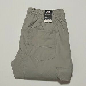Benjamin Black Joggers *NWT Tapered Nylon Spandex Pants Beige Men's size Large